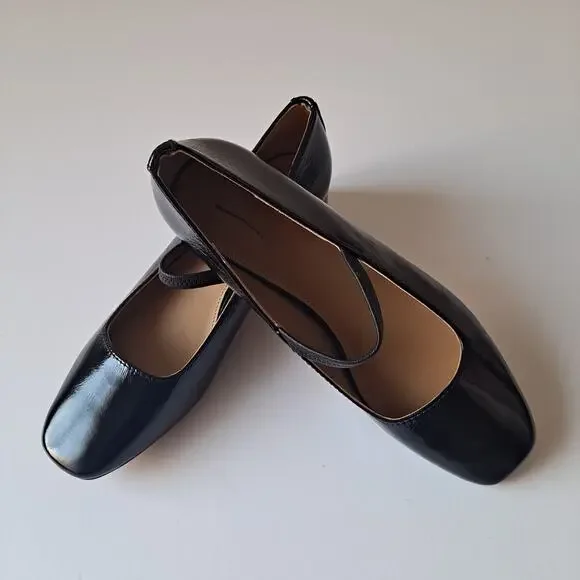 NWOB Madewell Greta Leather Square Toe Mary Jane Pumps True Black Womens Size 8 - Picture 10 of 15